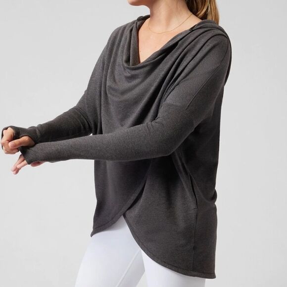 Athleta Purana Wrap Sweatshirt Charcoal Heather Grey- Size Small - Picture 3 of 9